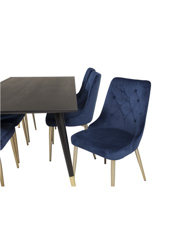 Matgrupp Dipp med Velvet Deluxe matstolar, 180 × 90 cm