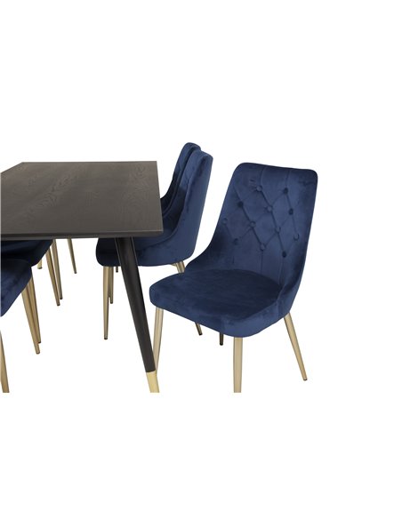 Matgrupp Dipp med Velvet Deluxe matstolar, 180 × 90 cm