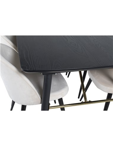Matgrupp Gold med Velvet matstolar, 180 × 85 cm