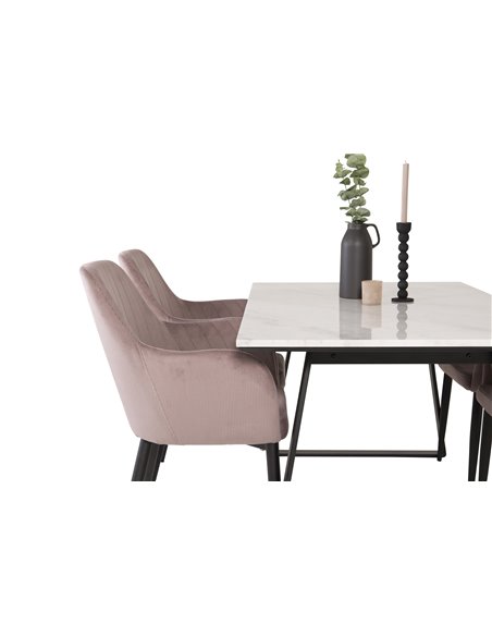 Matgrupp Estelle med Comfort matstolar, 140 × 90 cm