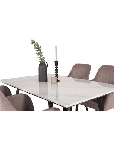 Matgrupp Estelle med Comfort matstolar, 140 × 90 cm