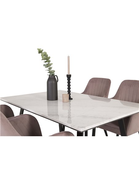 Matgrupp Estelle med Comfort matstolar, 140 × 90 cm