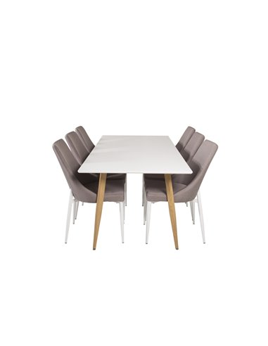 Matgrupp Polar med Leone matstolar, 180 × 90 cm