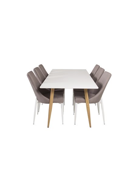 Matgrupp Polar med Leone matstolar, 180 × 90 cm