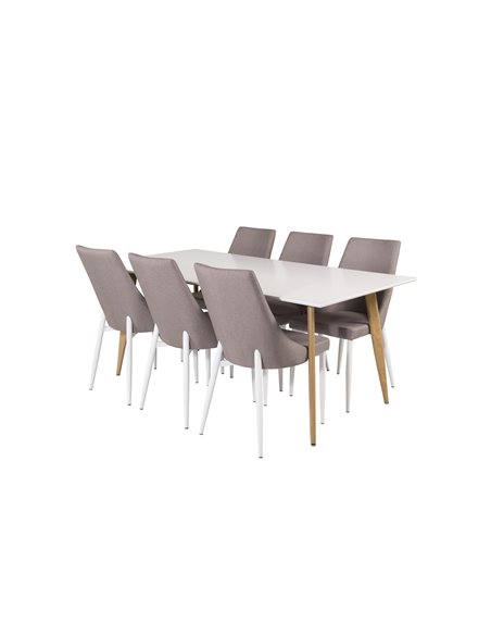 Matgrupp Polar med Leone matstolar, 180 × 90 cm