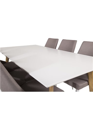 Matgrupp Polar med Leone matstolar, 180 × 90 cm