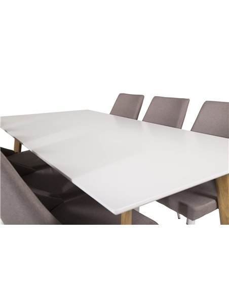 Matgrupp Polar med Leone matstolar, 180 × 90 cm