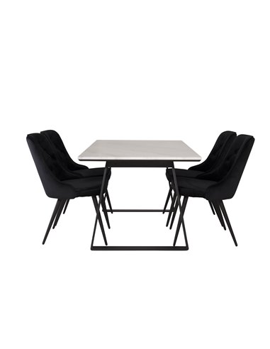 Matgrupp Estelle med Velvet Deluxe matstolar, 140 × 90 cm