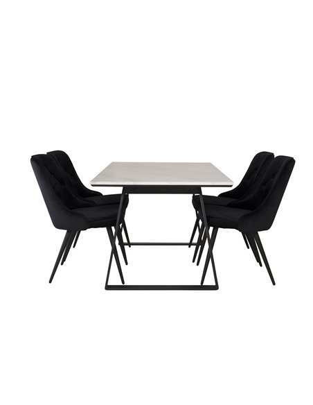 Matgrupp Estelle med Velvet Deluxe matstolar, 140 × 90 cm