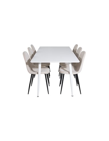 Matgrupp Polar med Polar matstolar, 180 × 90 cm