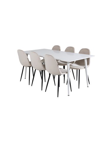 Matgrupp Polar med Polar matstolar, 180 × 90 cm