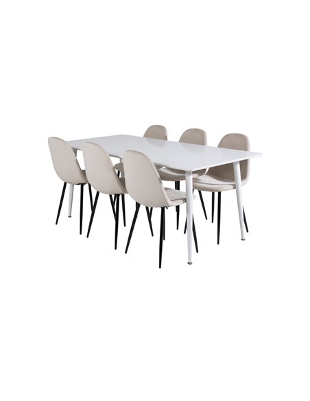 Matgrupp Polar med Polar matstolar, 180 × 90 cm
