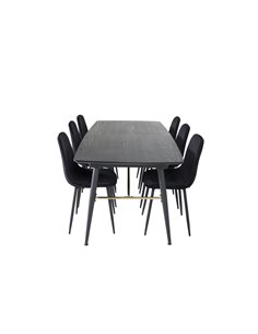 Matgrupp Gold med Polar matstolar, 180 × 85 cm