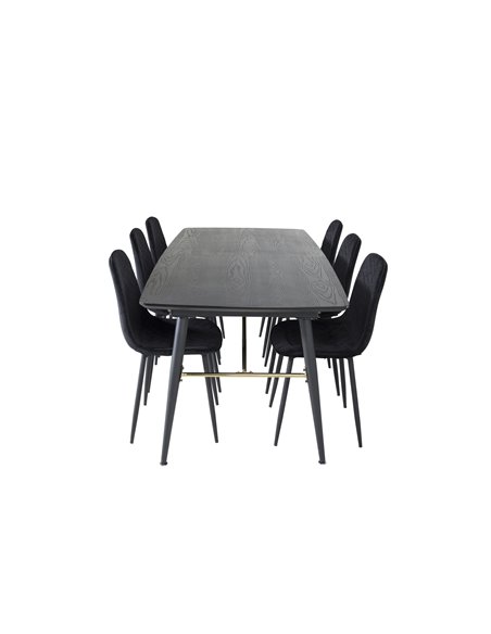 Matgrupp Gold med Polar matstolar, 180 × 85 cm