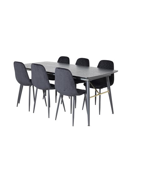 Matgrupp Gold med Polar matstolar, 180 × 85 cm