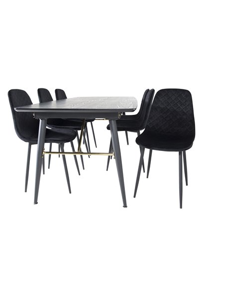 Matgrupp Gold med Polar matstolar, 180 × 85 cm