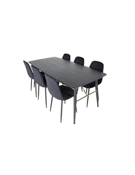 Matgrupp Gold med Polar matstolar, 180 × 85 cm