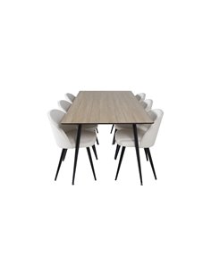 Matgrupp Silar med Velvet matstolar, 180 × 90 cm