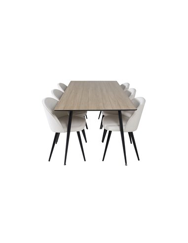 Matgrupp Silar med Velvet matstolar, 180 × 90 cm