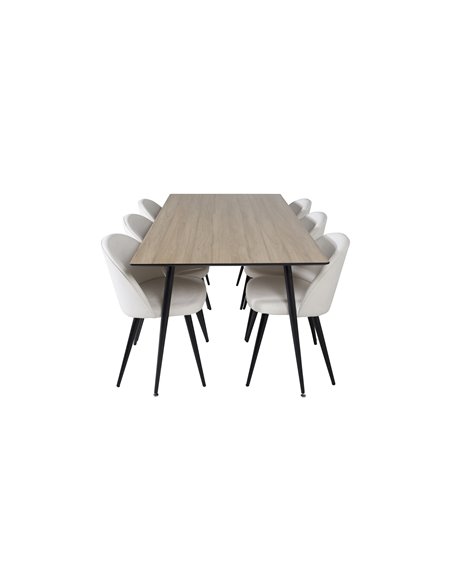 Matgrupp Silar med Velvet matstolar, 180 × 90 cm