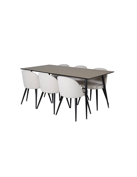 Matgrupp Silar med Velvet matstolar, 180 × 90 cm