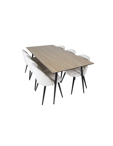 Matgrupp Silar med Velvet matstolar, 180 × 90 cm