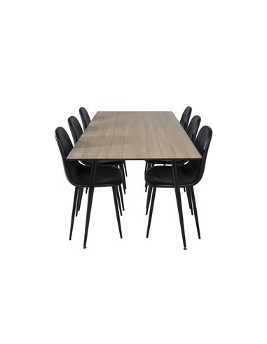 Matgrupp Silar med Polar matstolar, 180 × 90 cm