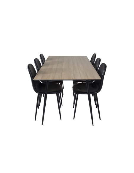 Matgrupp Silar med Polar matstolar, 180 × 90 cm