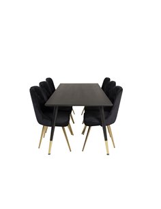 Matgrupp Dipp med Velvet Deluxe matstolar, 180 × 90 cm