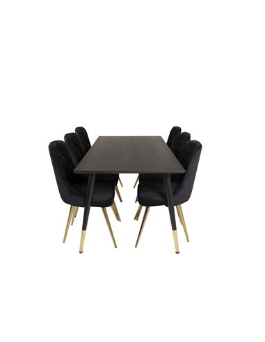 Matgrupp Dipp med Velvet Deluxe matstolar, 180 × 90 cm