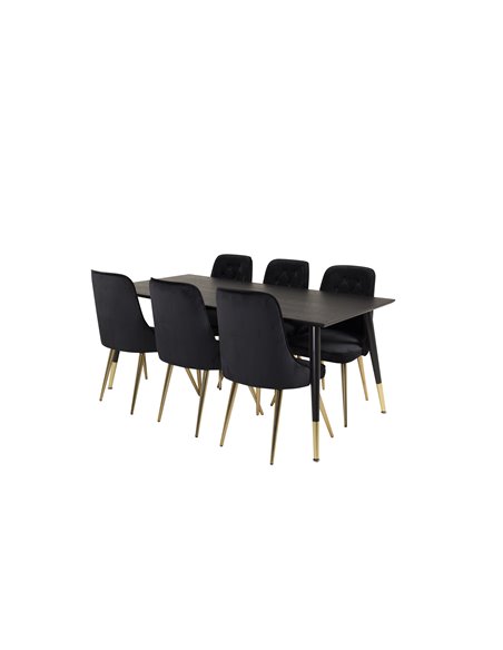 Matgrupp Dipp med Velvet Deluxe matstolar, 180 × 90 cm
