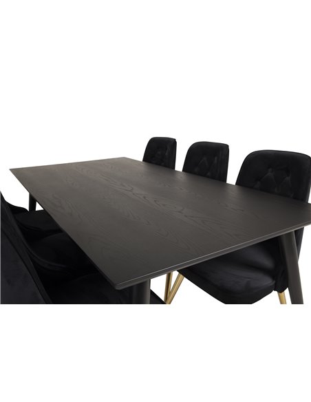 Matgrupp Dipp med Velvet Deluxe matstolar, 180 × 90 cm