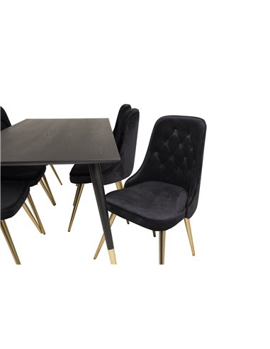 Matgrupp Dipp med Velvet Deluxe matstolar, 180 × 90 cm