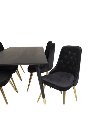 Matgrupp Dipp med Velvet Deluxe matstolar, 180 × 90 cm