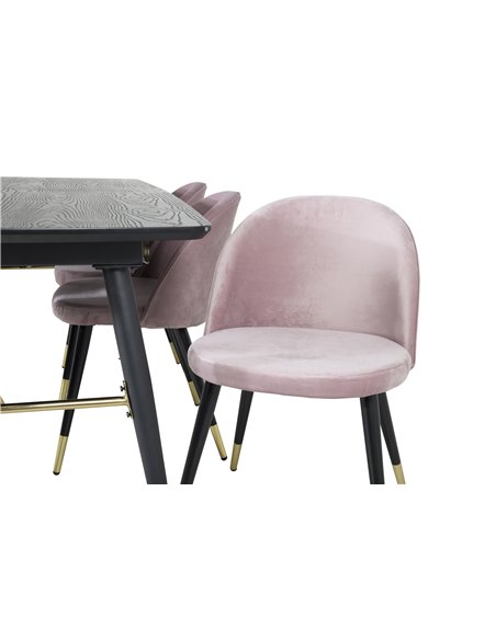 Matgrupp Gold med Velvet matstolar, 180 × 85 cm
