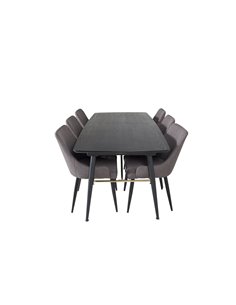 Matgrupp Gold med Plaza matstolar, 180 × 85 cm