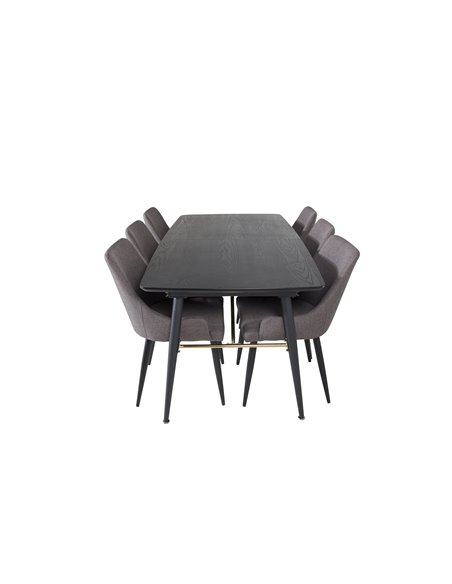 Matgrupp Gold med Plaza matstolar, 180 × 85 cm