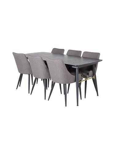 Matgrupp Gold med Plaza matstolar, 180 × 85 cm