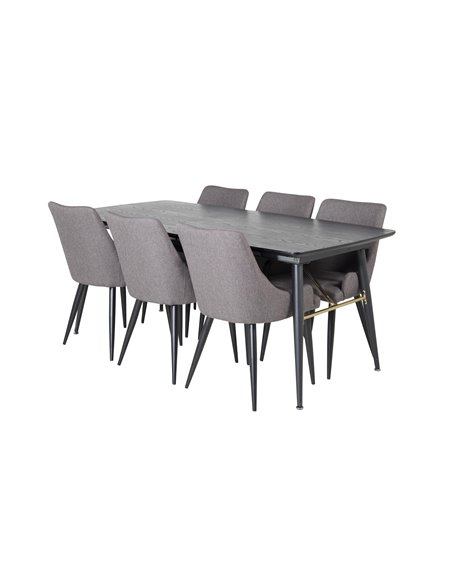 Matgrupp Gold med Plaza matstolar, 180 × 85 cm