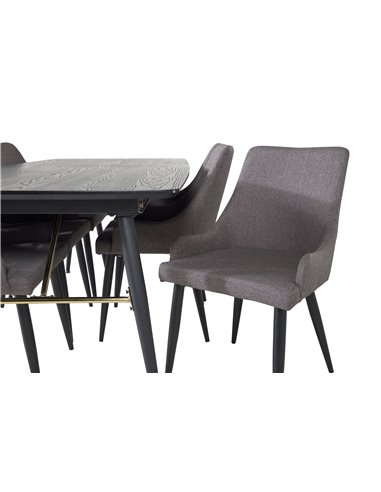 Matgrupp Gold med Plaza matstolar, 180 × 85 cm
