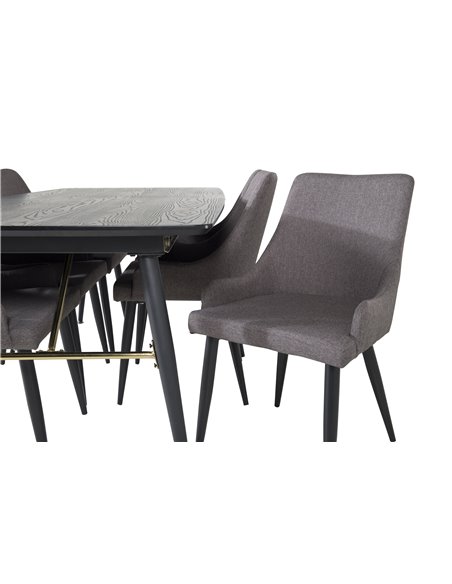 Matgrupp Gold med Plaza matstolar, 180 × 85 cm