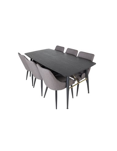 Matgrupp Gold med Plaza matstolar, 180 × 85 cm