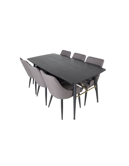Matgrupp Gold med Plaza matstolar, 180 × 85 cm