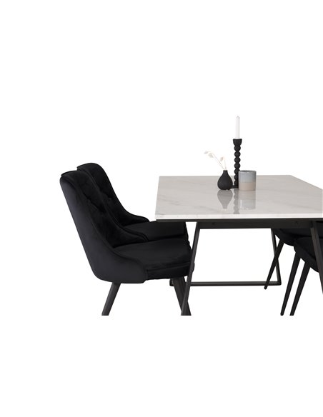 Matgrupp Estelle med Velvet Deluxe matstolar, 140 × 90 cm