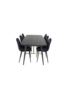 Matgrupp Gold med Polar matstolar, 180 × 85 cm