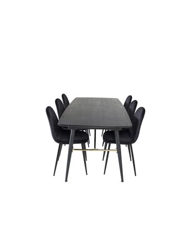 Matgrupp Gold med Polar matstolar, 180 × 85 cm
