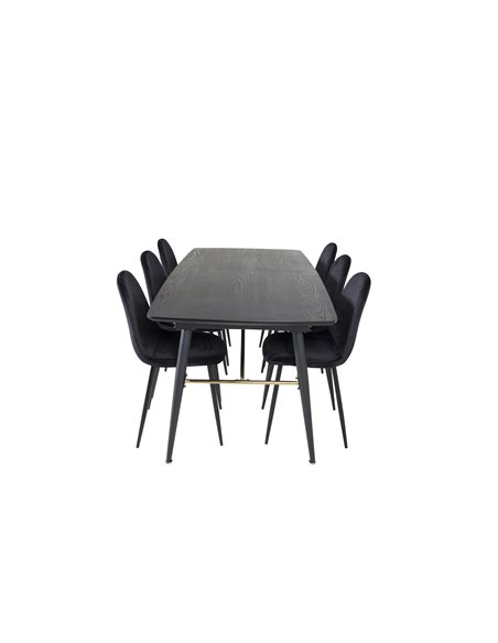 Matgrupp Gold med Polar matstolar, 180 × 85 cm