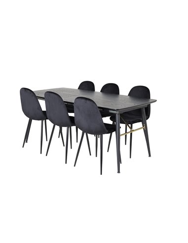 Matgrupp Gold med Polar matstolar, 180 × 85 cm