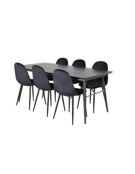 Matgrupp Gold med Polar matstolar, 180 × 85 cm