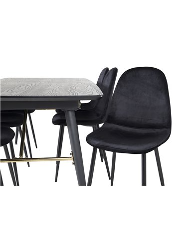 Matgrupp Gold med Polar matstolar, 180 × 85 cm